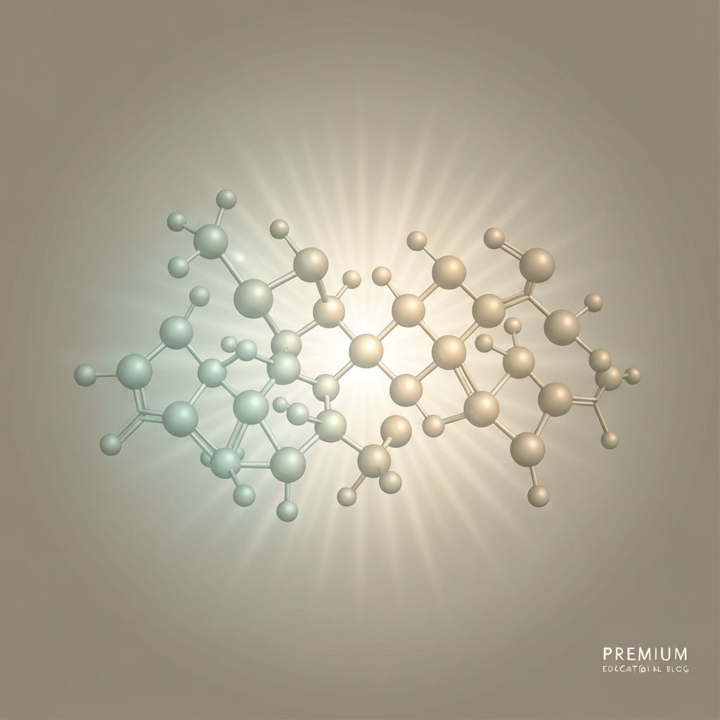 Scientific educational blog header with molecules and light